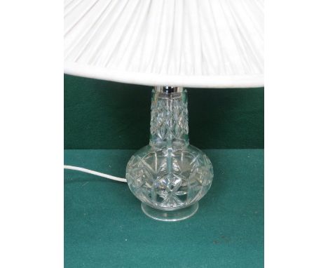 WATERFORD STYLE GLASS TABLE LAMP WITH SHADE 