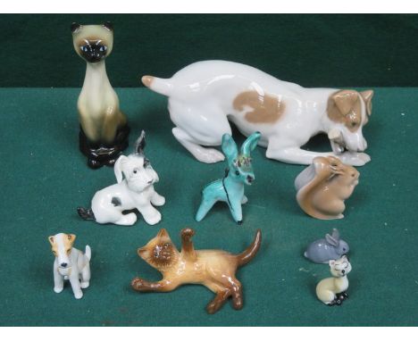 ROYAL COPENHAGEN CERAMIC JACK RUSSEL, TWO OTHER SMALL ROYAL COPENHAGEN ANIMALS PLUS OTHER CERAMIC ANIMALS