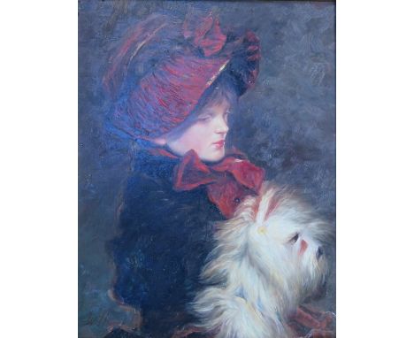 GILT FRAMED OIL ON PANEL PORTRAIT OF A WOMAN SIGNED WILLIAM P O APPROX. 24x19cm