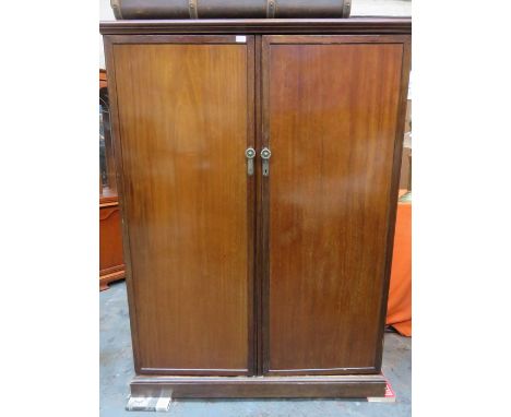 NICELY FITTED COMPACTUM TWO DOOR MAHOGANY WARDROBE 