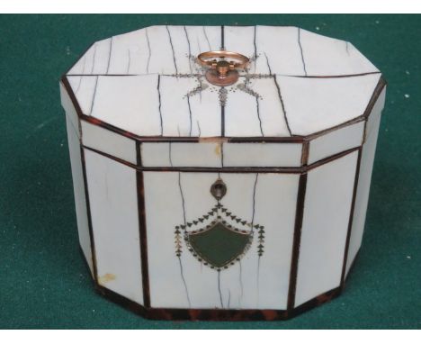 FINE QUALITY OF IVORY AND TORTOISE SHELL TEA CADDY (AT FAULT) 