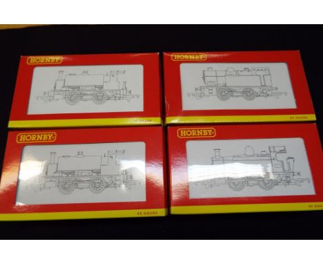 Hornby - four OO gauge 0-4-0T tank locomotives, Collector Club issues 2010 (BR) # R2960, 2011 Midland) # R3069, 2013 (SR) # R