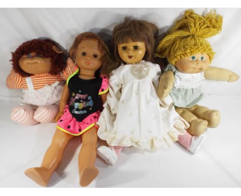Vintage dolls - four dolls comprising, two cabbage patch kids, zapf creation jogging doll and a dressed doll with ceramic tee