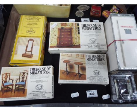 Doll's House Furniture - a collection of Authentic Reproduction in Miniature doll's house furniture pieces to include a chest