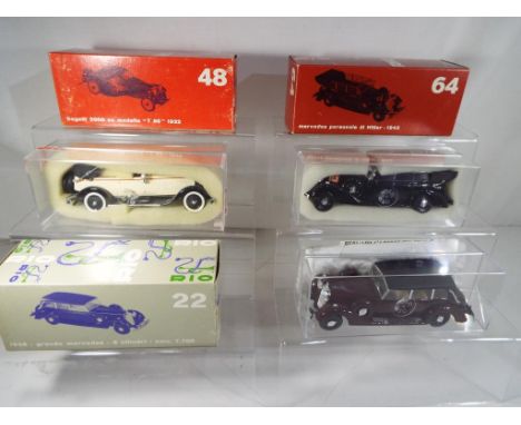 Rio Models - three 1:43 scale diecast models comprising 1942 Mercedes Personal Car of Adolf Hitler # 64, 1932 Bugatti 5000cc 