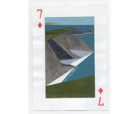 Vanessa Gardiner (b.1960). 7 of Diamonds, 'Godrevy Point 2017'. Acrylic on paper. Signed verso: 'Godrevy Point, Acrylic on pa