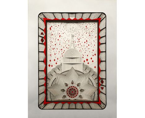 Karl Singporewala (b.1983). Ace of Diamonds. Laser cut conservation board. Signed. 54 x 38.6 x 4cm. Framed. Karl Singporewala