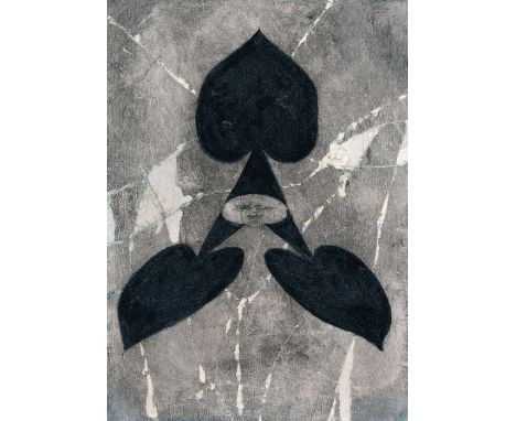 Robert Fitzmaurice (b.1960). 3 of Spades. Mixed media on card. 28 x 20cm. Framed. Robert Fitzmaurice: I am a visual artist wh