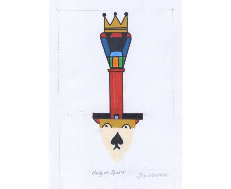 John Renshaw (b.1946). King of Spades. Gouache, crayon, pencil. Signed under mount. 29.7 x 21cm. I happened to receive a very