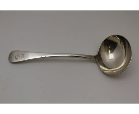 A G WHIGHTON A Scottish silver Sauce Ladle, Old English pattern, Edinburgh 1846, crested, 54g 