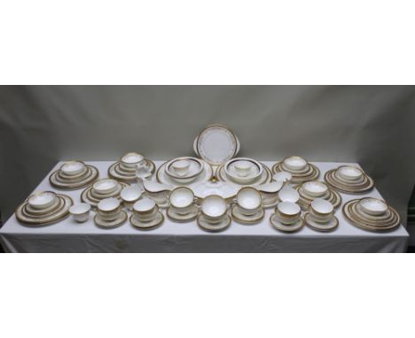 AN EXTENSIVE ROYAL DOULTON BELMONT PATTERN TEA & DINNER SERVICE with numerous varied size plates, serving items, cups, etc.Co