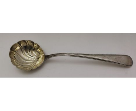 GEORGE SMITH An 18th century silver ladle, shell bowl &amp; bead edge, London 1783, 53g 
