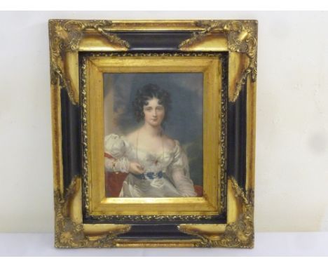 Framed and glazed print circa 1910 of Miss Croker after the painting by Sir Thomas Lawrence, 24 x 19cm