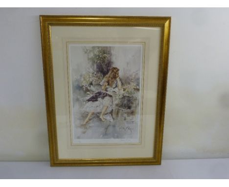 Gordon King framed and glazed signed limited edition print titled Lost in Thought, 30/850, 54.5 x 37cm