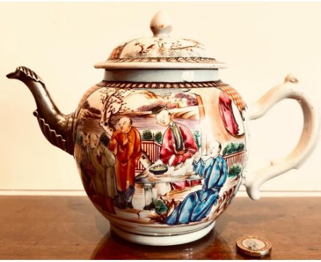 19TH CENTURY JAPANESE CERAMIC TEAPOT WITH SILVER COLOURED SPOUT

 