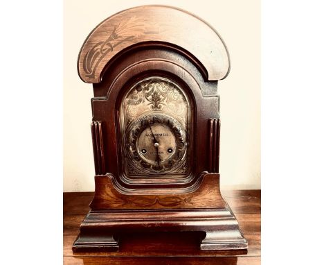 EARLY 19th CENTURY MANTLE CLOCK WITHIN MAHOGANY CASE, SANDWELL OF PRESTON, CASE APPROXIMATELY 47cm HIGH

 