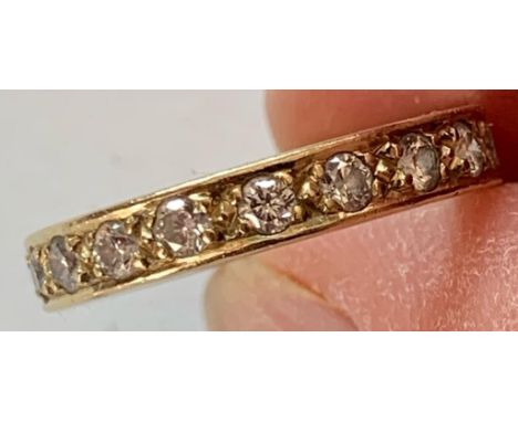 UNMARKED RING SET WITH TWENTY DIAMONDS APPROX 0.05ct, SIZE N, WEIGHT APPROXIMATELY 4.8g

 