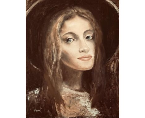 OIL ON BOARD PORTRAIT DEPICTING A FEMALE. APPROX. 50 X 40CM

 