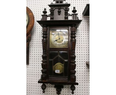 Victorian ' Fears Ltd of Bristol ' Vienna style Wall Clock, 8 day, the case surmounted by a carved prancing horse, the brass 