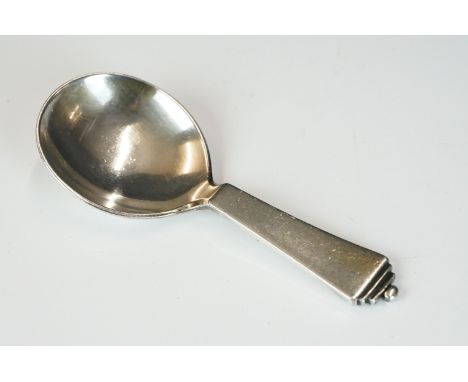 A fully hallmarked sterling silver Georg Jenson Art Deco caddy spoon. 