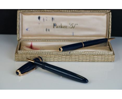 A vintage Parker 51 fountain pen and propelling pencil set within original box. 