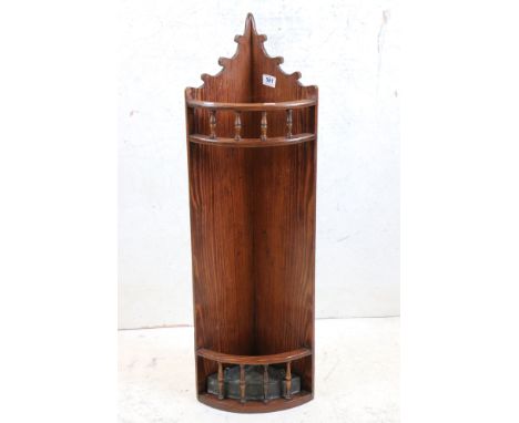 Pitch Pine Corner Stick Stand with tin drip tray, 99cm high 