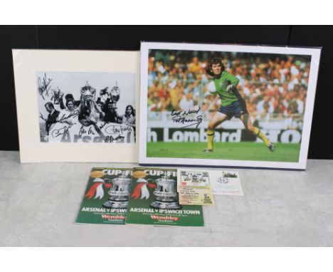 Football Autographs - Arsenal &amp; Ipswich T, a 1978 FA Cup Final programme signed by Bobby Robson, a further programme, tic