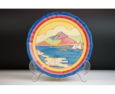 Clarice Cliff for Newport Pottery - ' Gibraltar ' pattern circular charger with wavy rim, from the Fantasque Bizarre range, h