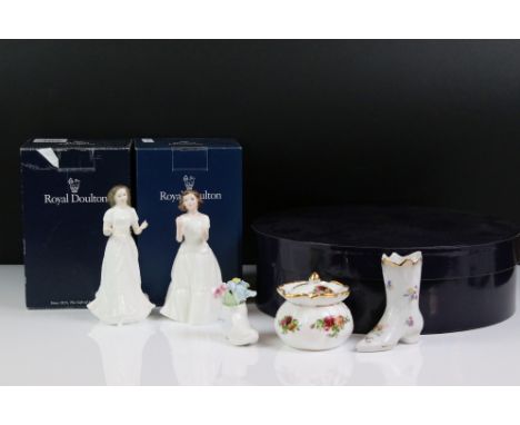 Group of mixed ceramics to include 2 x boxed Royal Doulton International Collectors Club lady figures (Sentiments Greetings -