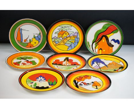 Set of Eight Wedgwood ' The Bizarre World of Clarice Cliff ' ltd edn plates to include Orange Roof Cottage, Fantasque Mountai