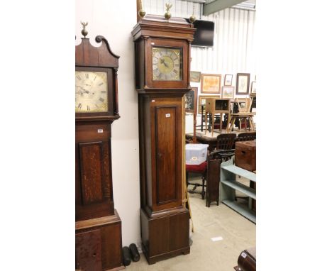 18th century Country Oak Longcase Clock, 30 hour, by Thomas Russell of Wootton, the 10" square brass face with a silvered cha
