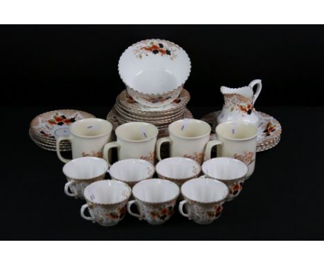 Royal Albert Crown China Nevis floral tea set comprising 7 tea cups, 12 saucers, 12 tea plates, milk jug &amp; slop bowl, tog