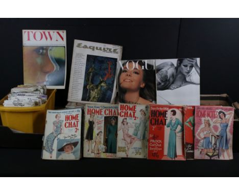 Two Boxes of Vintage Magazines and Sewing Patterns, including some Vogue 