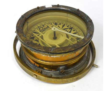 A Stevenson and Harris of Aberdeen ship's compass, diameter 27cm.