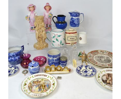 A quantity of ceramics to include blue and white Copeland Spode, collector's plates, Royal Worcester egg coddlers, glass perf