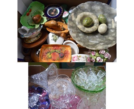 Various ceramics to include Royal Worcester trinket pots, Royal Vienna shallow bowl, 19th century teaware, Limoges, also cut 