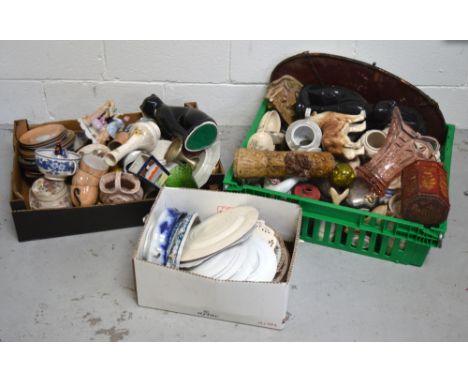 A quantity of ceramics to include decorative plates, character jugs, models of animals etc.