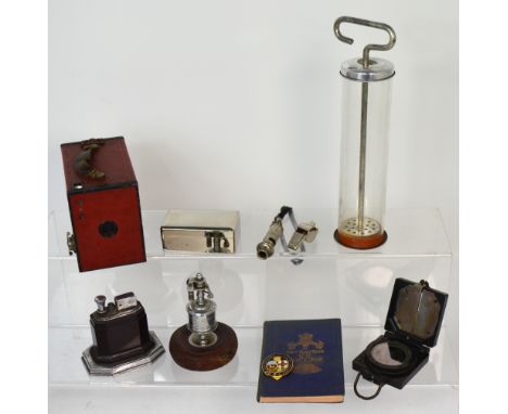 A collector's lot to include a cased Gillette safety razor, a military compass 'Magnetic Marching Mark 1', an enamel badge, a