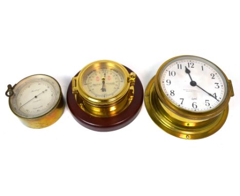 A Stanley of London brass cased compensated barometer, a Henry Browne and Son Lt. of Barking and London brass sestrel ship's 