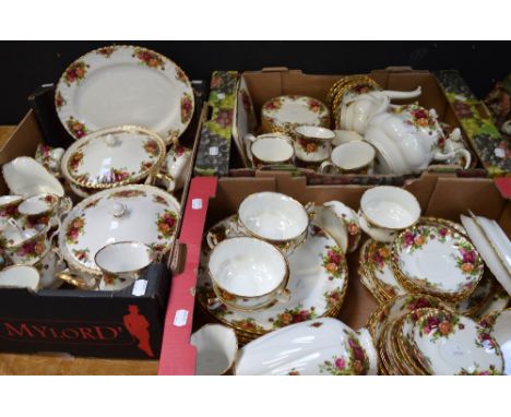 Over one hundred pieces of Royal Albert, 'Old Country Roses' teaware to include plates, sandwich plates, tureens, teapot, cof