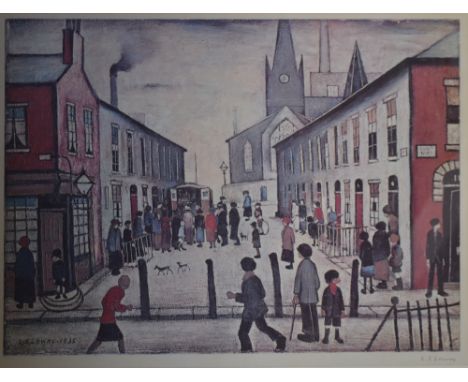 LAURENCE STEPHEN LOWRY (1887-1976); a signed limited edition coloured print, 'The Fever Van', signed in pen lower right beari