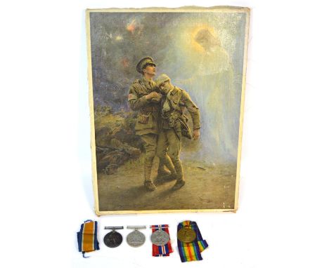 Two WWI medals relating to '67988 Spr. J. Doggett. R.E' with a certificate of employment from the armed forces and a letter f