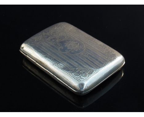 A Walker & Hall silver cigarette case with engraved detail, monogrammed, dented, Chester 1912, 61g 