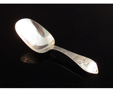 A George Unite Victorian silver tea caddy spoon, Birmingham 1871, 11g 