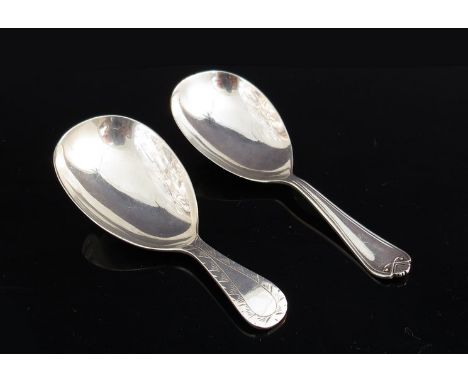 Two silver tea caddy spoons Sheffield 1917, 1930 including Francis Howard, 35g