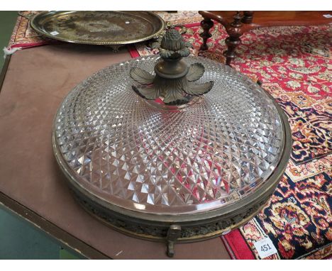 A gilded and cut glass ceiling light 