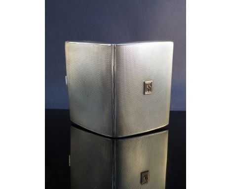 An Asprey of London silver cigarette case, engine turned detail with raised monogram "F.S", Chester 1922, 94g