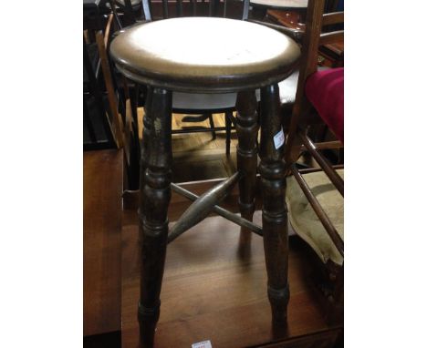 WOODEN FOUR LEG STOOL, H55CM
