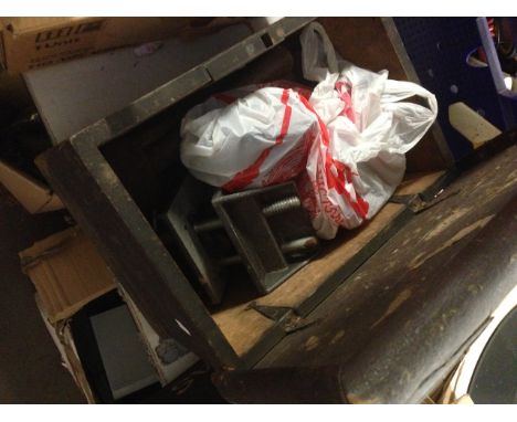 A WOODEN BOX OF TOOLS