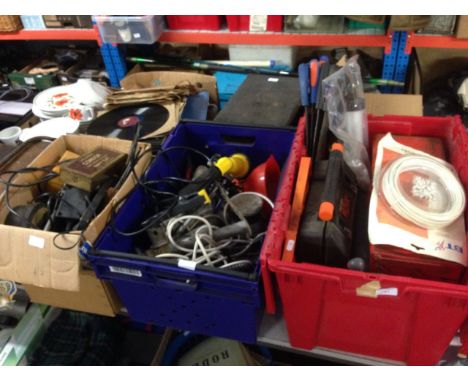 THREE BOXES OF TOOLS AND MISC GARAGE ITEMS
